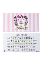 Front and back covers of folded Sweet Carolina mahjong instructional card